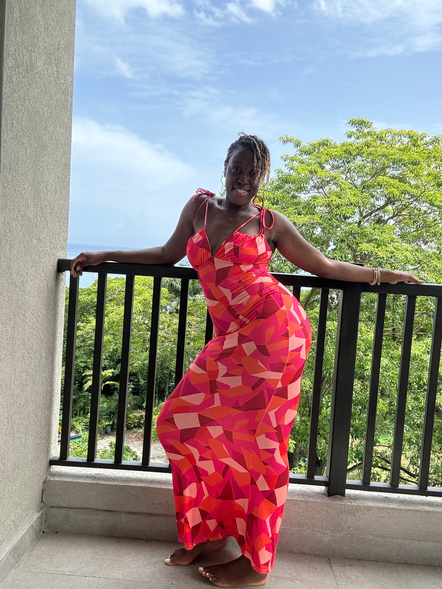 Pink/ Brown Mermaid Maxi Dress