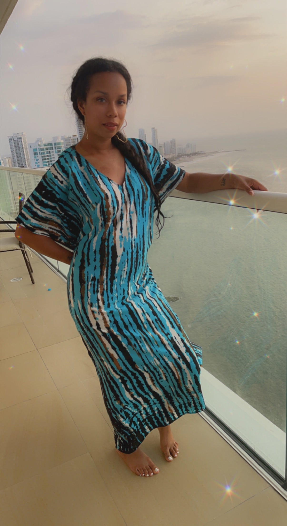 Flowy Blue Stripe Colorful Dress/ MuMu