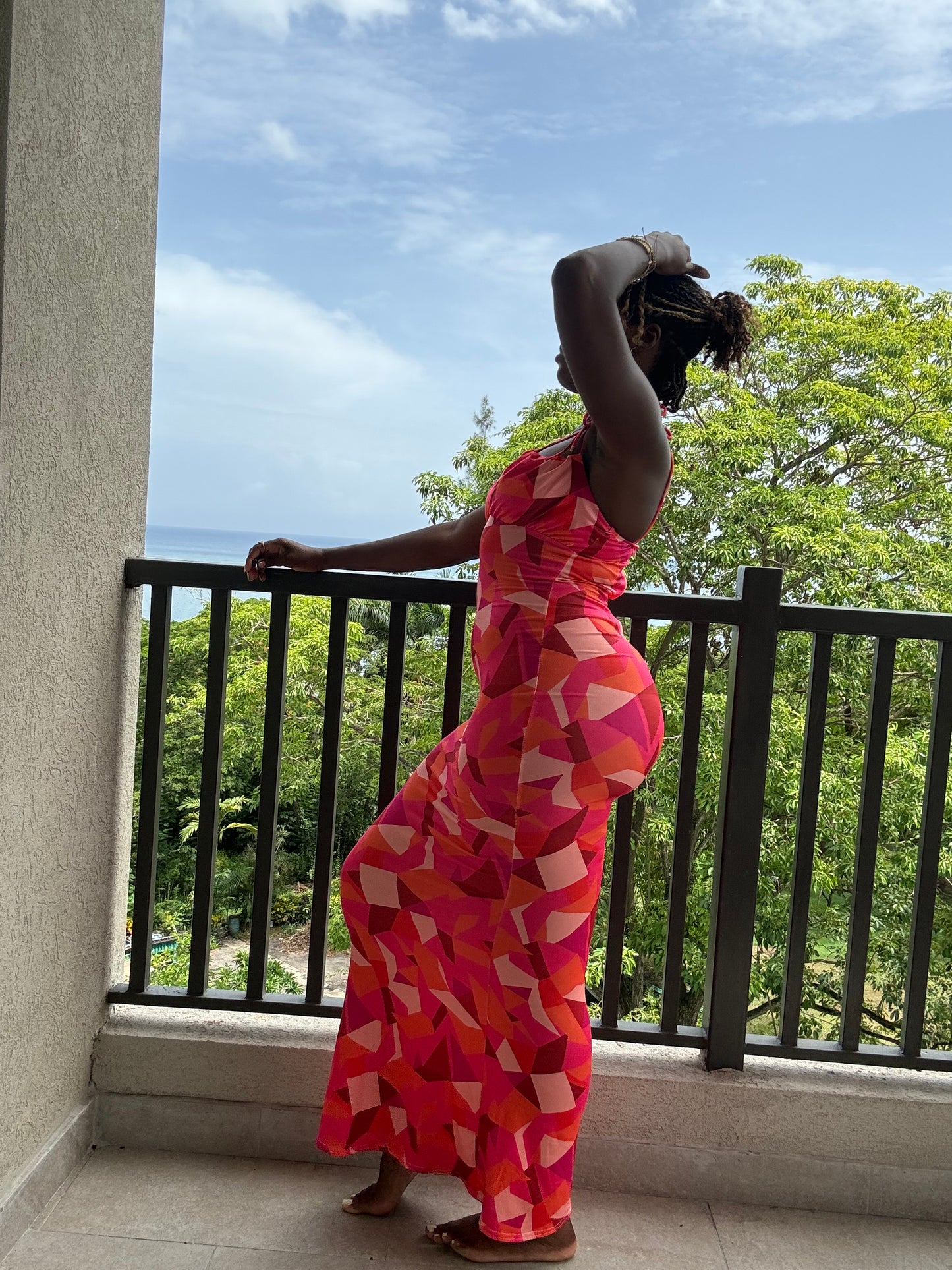 Pink/ Brown Mermaid Maxi Dress