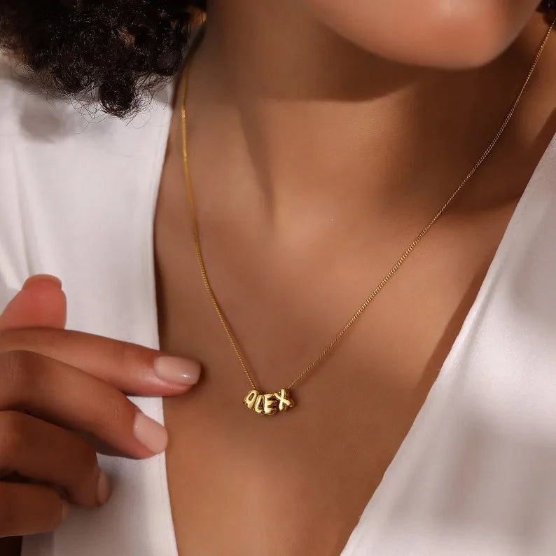 Mini Custom Bubble Name Necklace