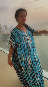 Flowy Blue Stripe Colorful Dress/ MuMu