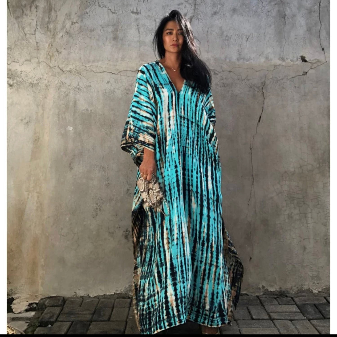Flowy Blue Stripe Colorful Dress/ MuMu