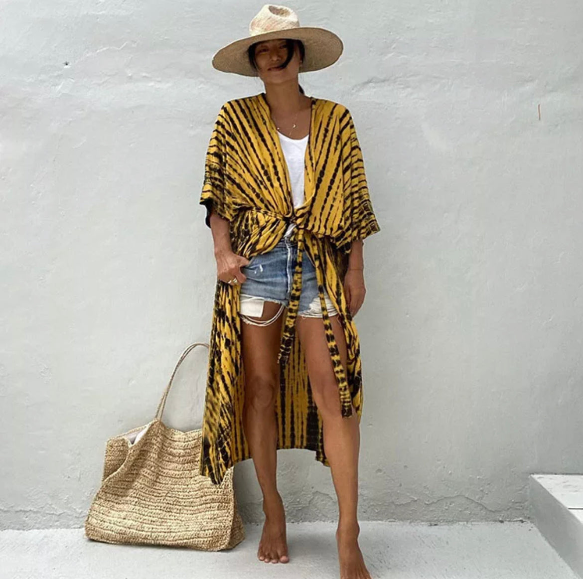 Yellow Tie Dye Cover Up/ Cardigan