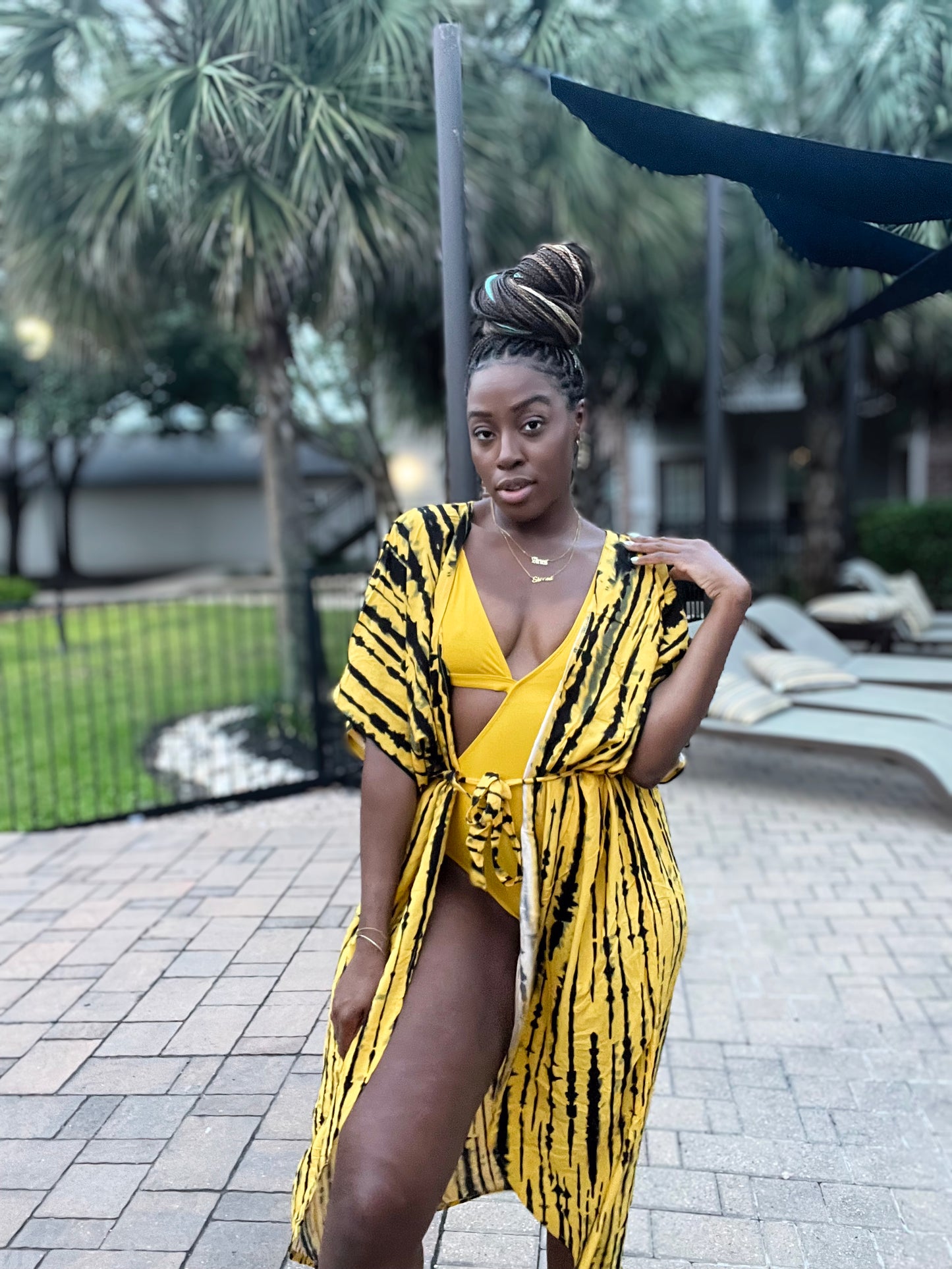 Yellow Tie Dye Cover Up/ Cardigan
