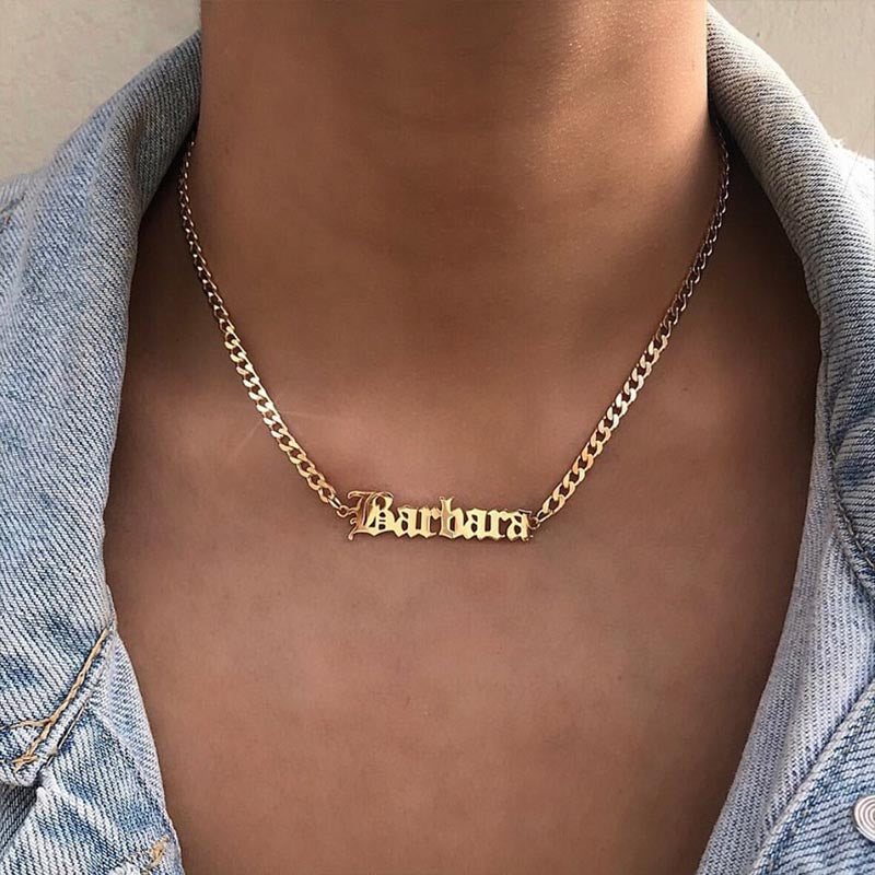 Old English Name Necklace