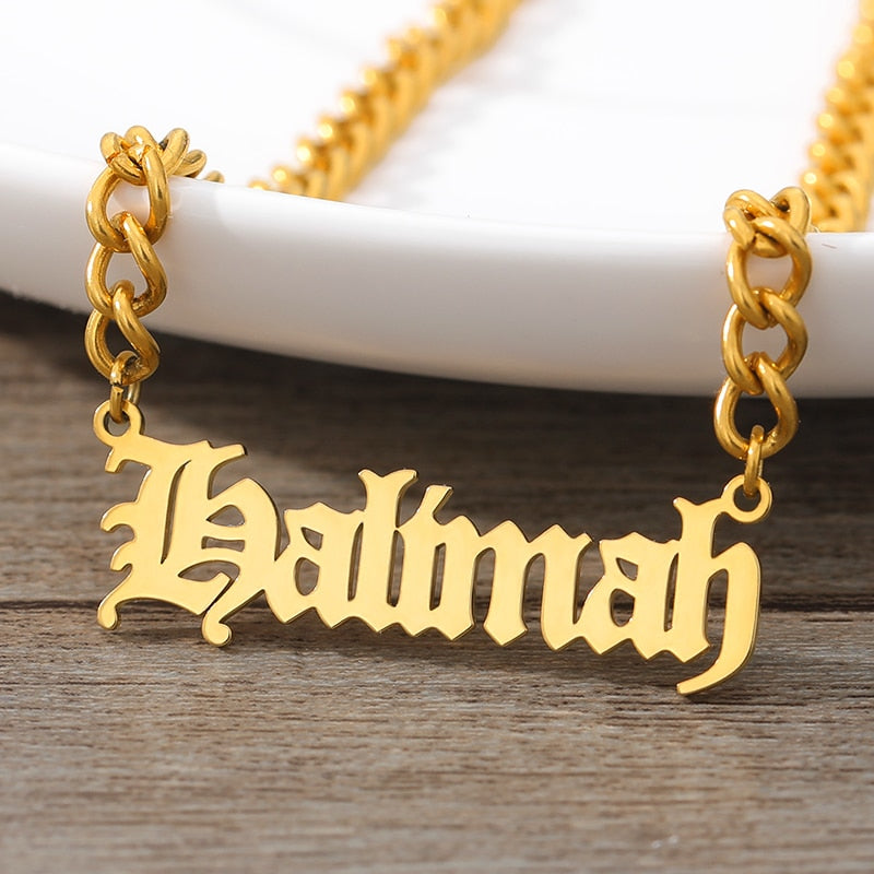 Old English Name Necklace