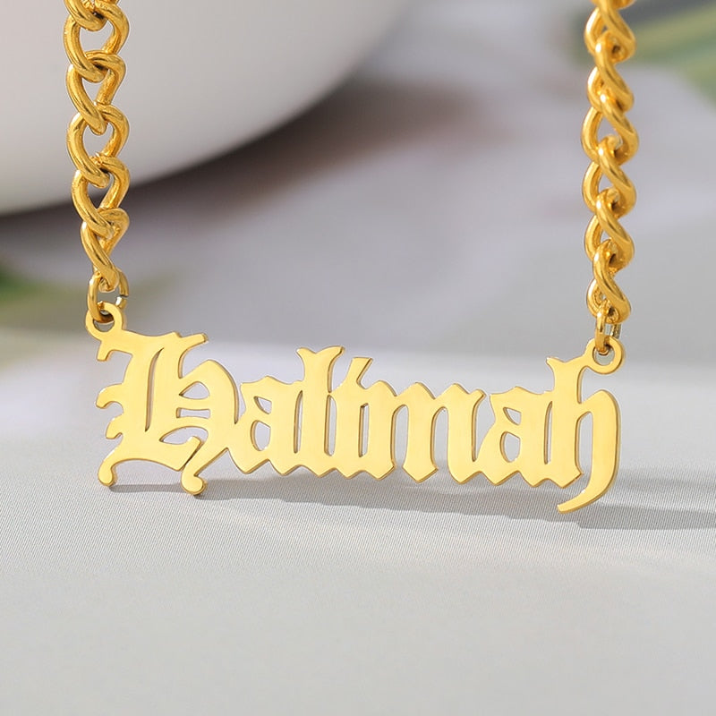 Old English Name Necklace