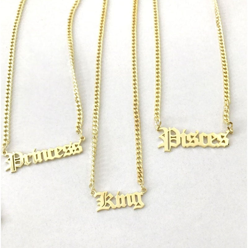 Old English Name Necklace