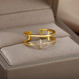 Gold Stainless Steel Cross Ring