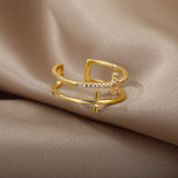 Gold Stainless Steel Cross Ring