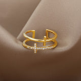 Gold Stainless Steel Cross Ring